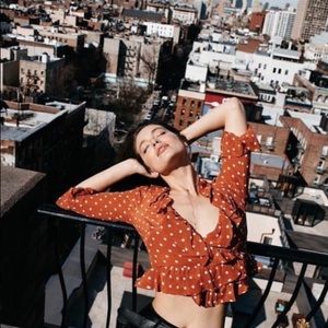 Réalisation Par Cher Silk Top in Rust